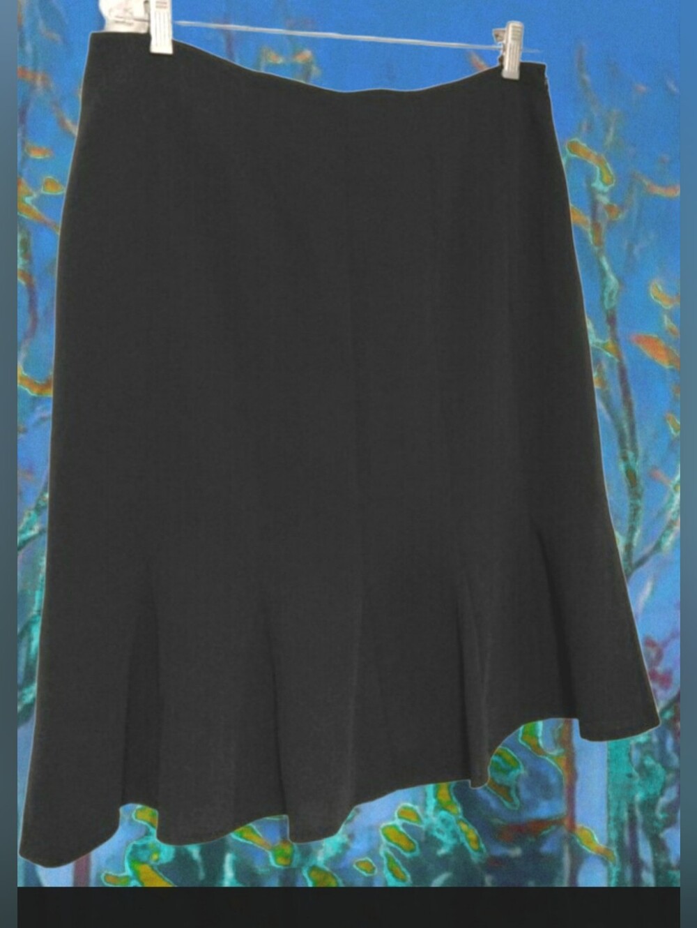 Size 12 Jones New York Collection SizeBlack Godet/Trumpet Skirt, Waist Flat 17.5